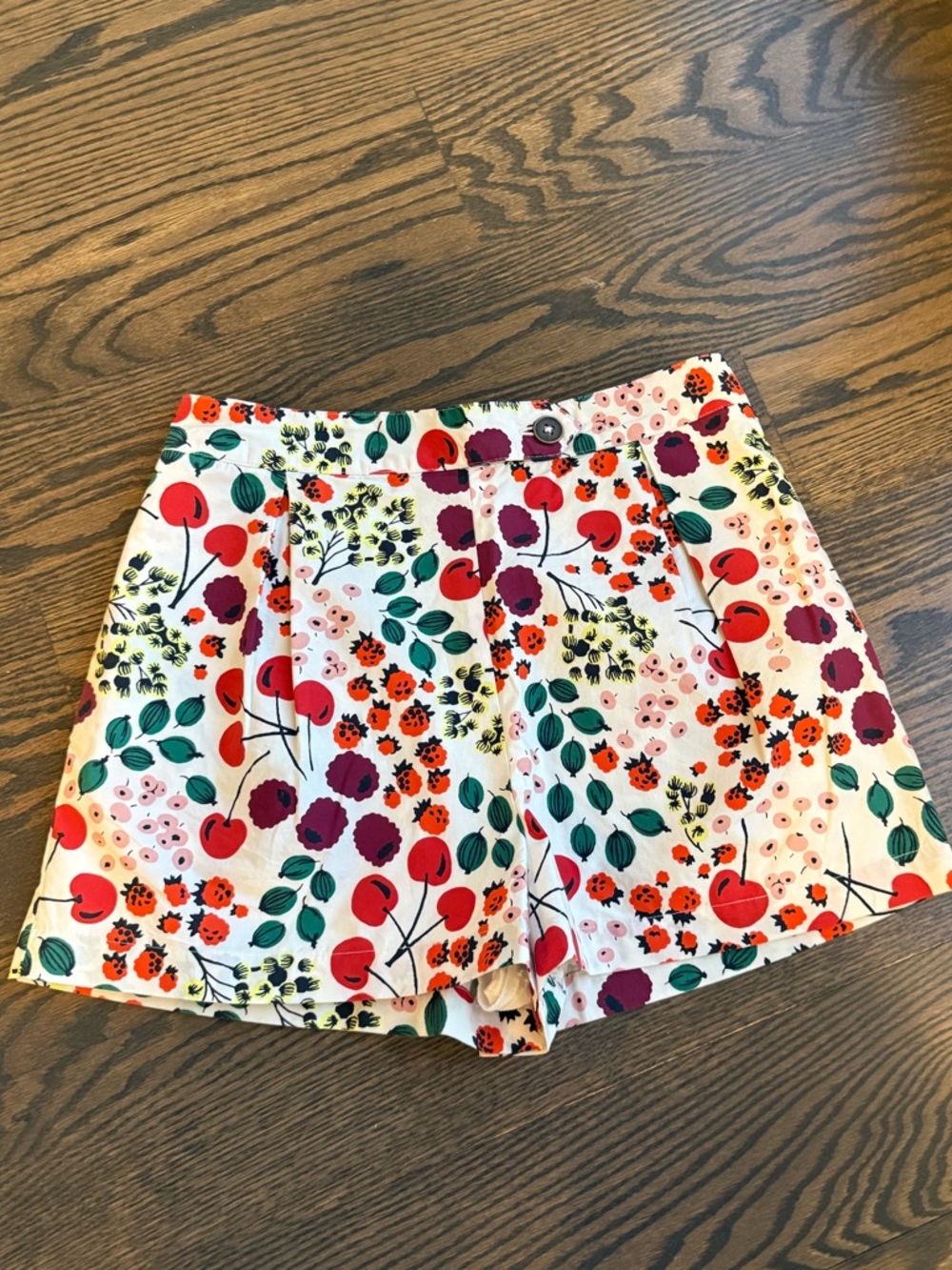 Maeve White High-Waist Cherry & Floral Print Shorts Size 2